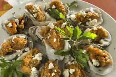 BBQ Oysters with blue cheese dipping sauce Recipe