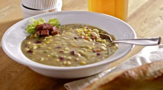Louisiana Bean Soup is made with bean soup mix, ham, veggies, chicken broth and more.