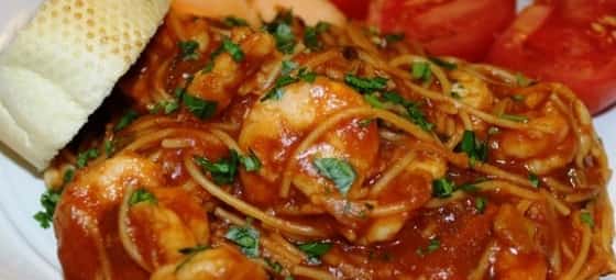 Shrimp Spaghetti. This spaghetti gets it unique flavor from the shrimp and tomato based roux. You use spaghetti, or your choice of pasta.