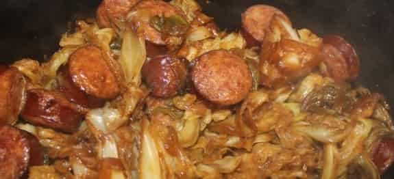 Smothered Cabbage. This dish can be served as a side or a main course with hot rice. Smoked sausage is a good substitute for the pork.